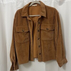 Dark Orange Corduroy Button-Up Shacket